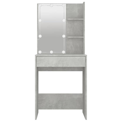 Schminktisch mit LED Betongrau 60x40x140 cm