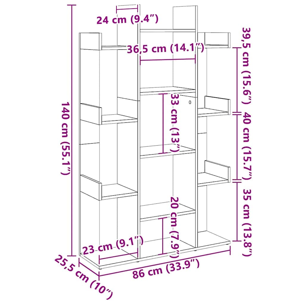 Bücherregal Schwarz 86x25,5x140 cm Holzwerkstoff