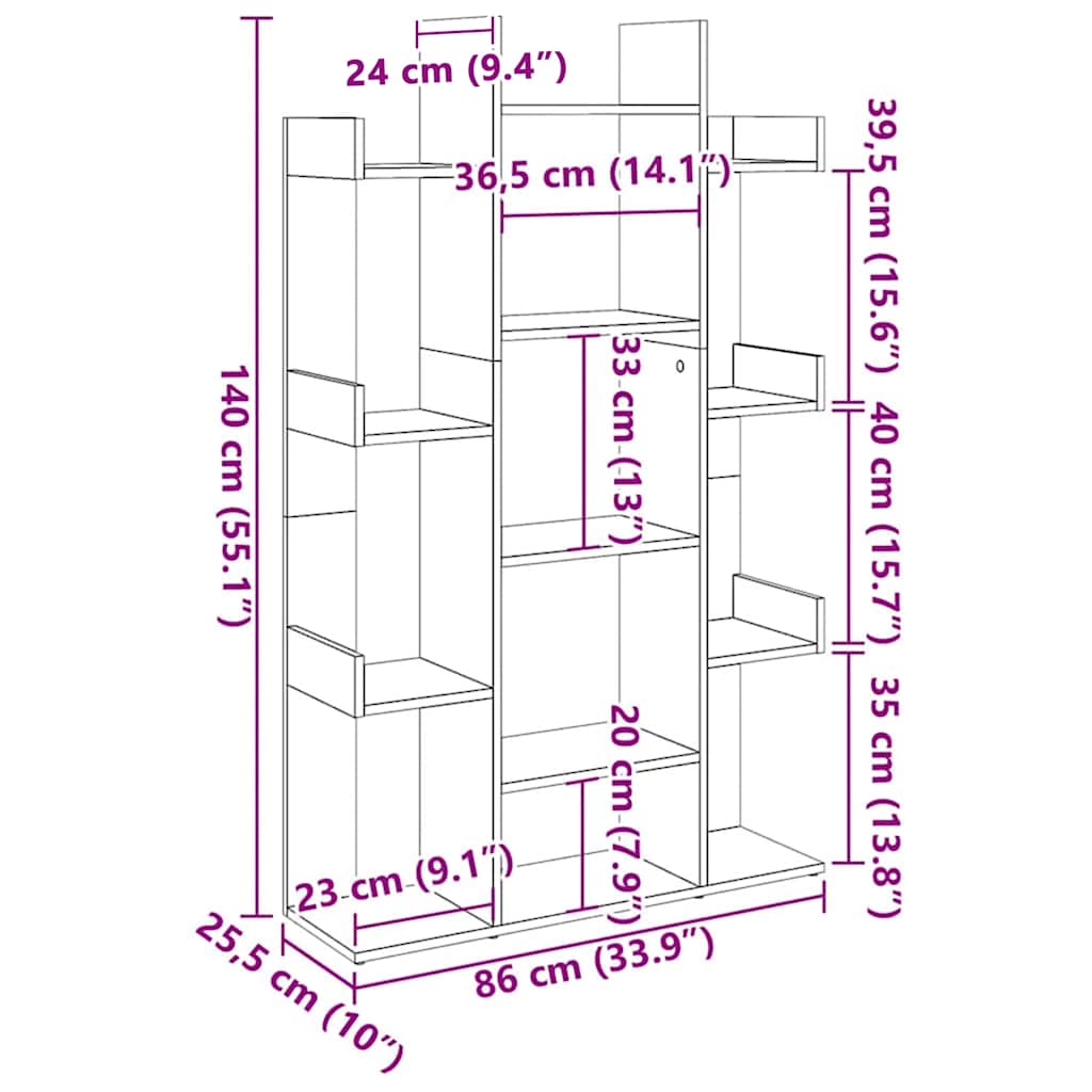 Bücherregal Sonoma-Eiche 86x25,5x140 cm Holzwerkstoff