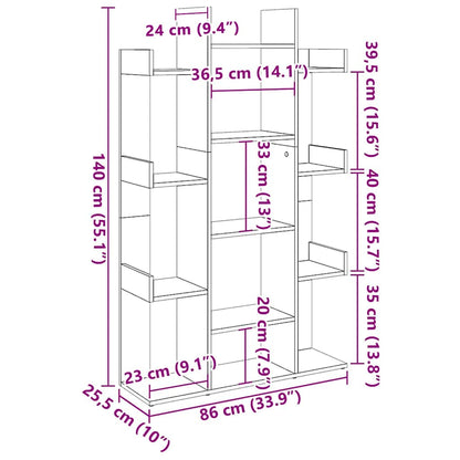 Bücherregal Betongrau 86x25,5x140 cm Holzwerkstoff