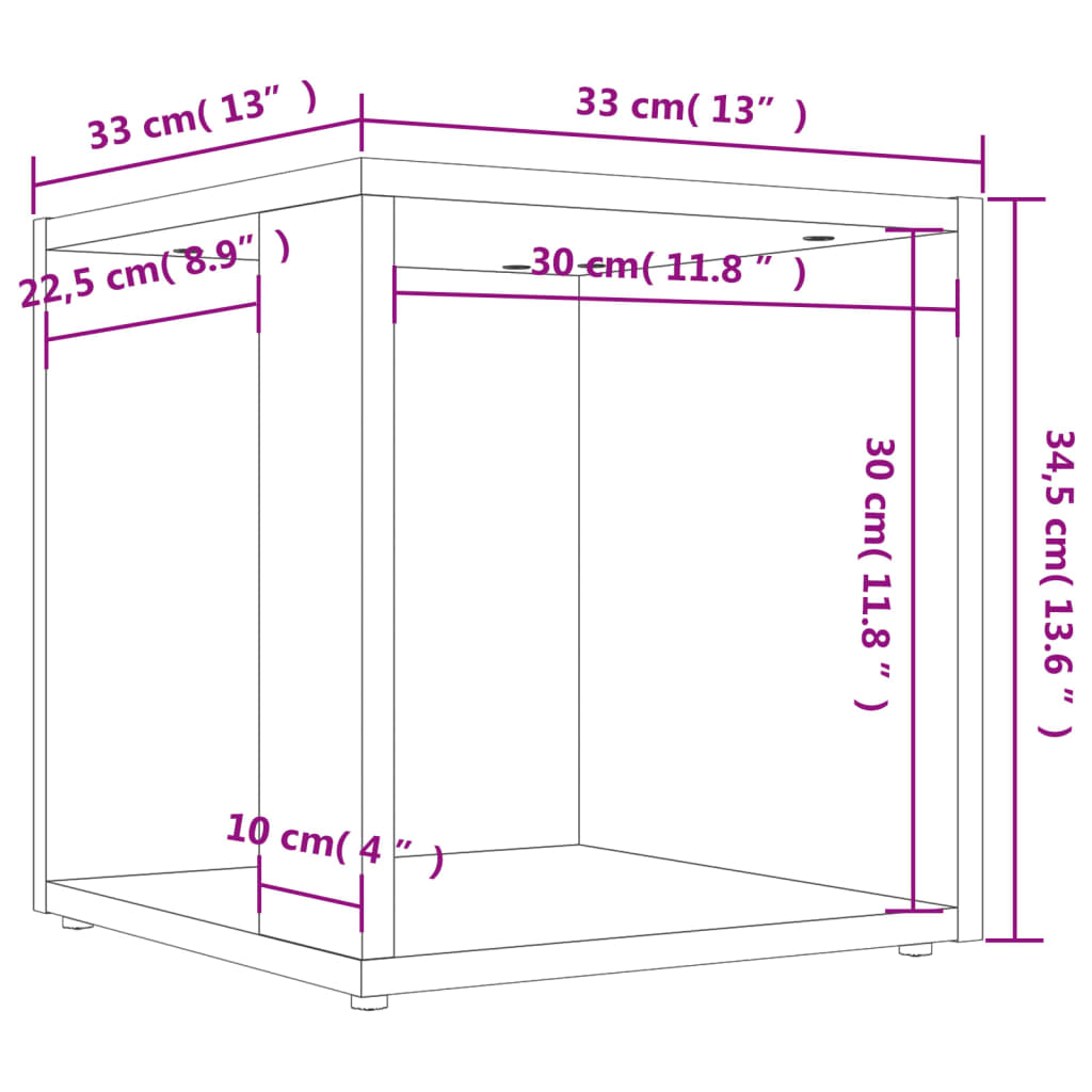 Beistelltisch Betongrau 33x33x34,5 cm Holzwerkstoff