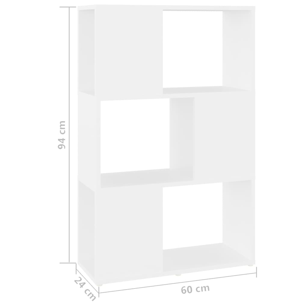 Bücherregal Raumteiler Weiß 60x24x94 cm Holzwerkstoff