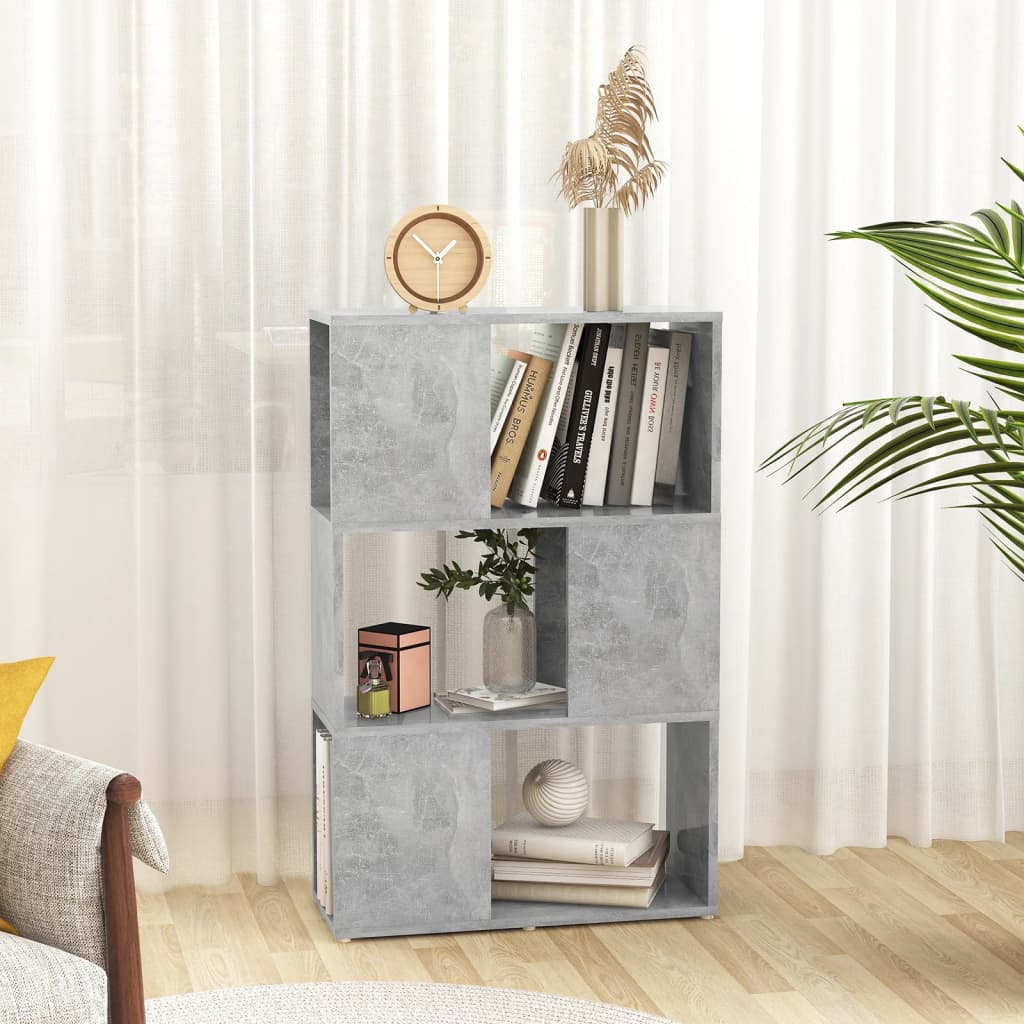 Bücherregal Raumteiler Betongrau 60x24x94 cm Holzwerkstoff