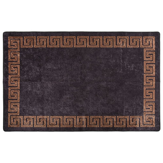 Teppich Waschbar 80x150 cm Schwarz und Golden Rutschfest