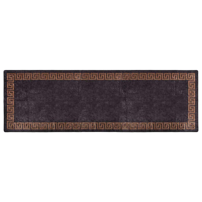 Teppich Waschbar 80x300 cm Schwarz und Golden Rutschfest