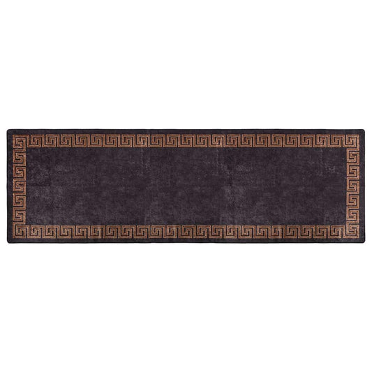 Teppich Waschbar 80x300 cm Schwarz und Golden Rutschfest