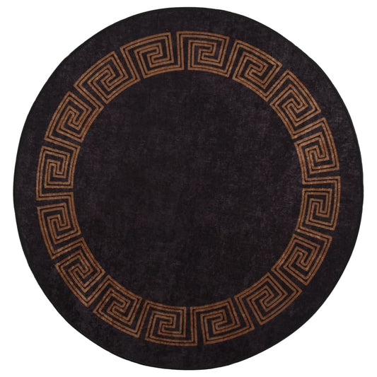 Teppich Waschbar Schwarz und Golden φ120 cm Rutschfest