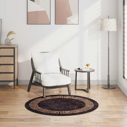 Teppich Waschbar Schwarz und Golden φ120 cm Rutschfest