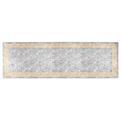 Teppich Waschbar 80x300 cm Grau Rutschfest