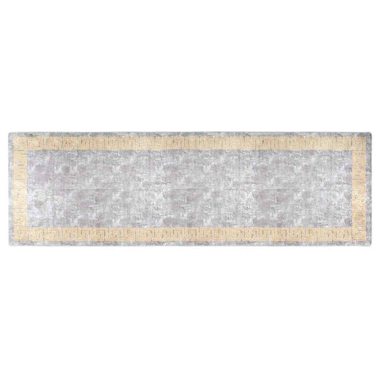 Teppich Waschbar 80x300 cm Grau Rutschfest