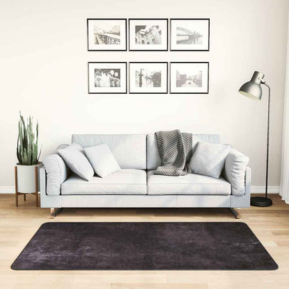Teppich Waschbar 80x150 cm Anthrazit Rutschfest