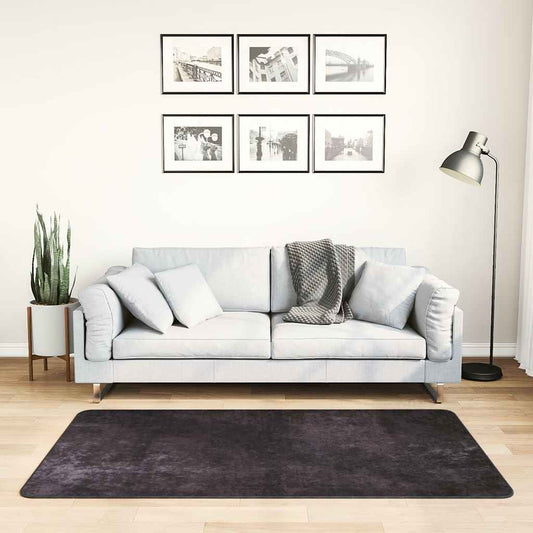 Teppich Waschbar 80x150 cm Anthrazit Rutschfest