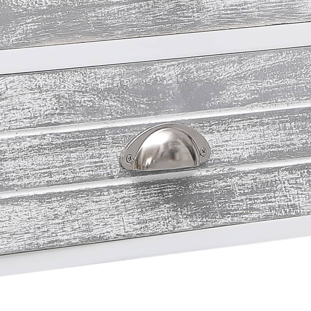 TV-Schrank Weiß und Grau 108x30x40 cm Massivholz Paulownia