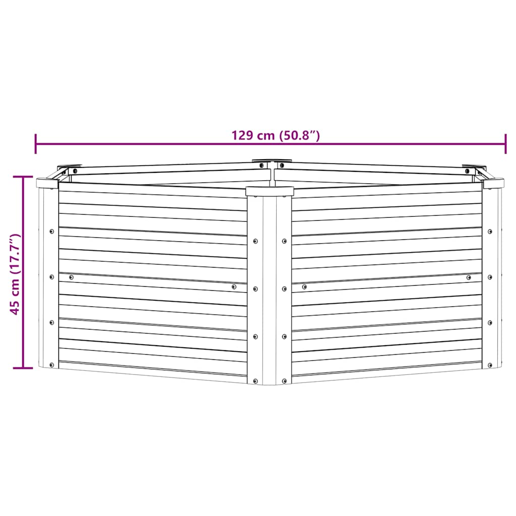 Garten-Hochbeet 129x45 cm Verzinkter Stahl Silber