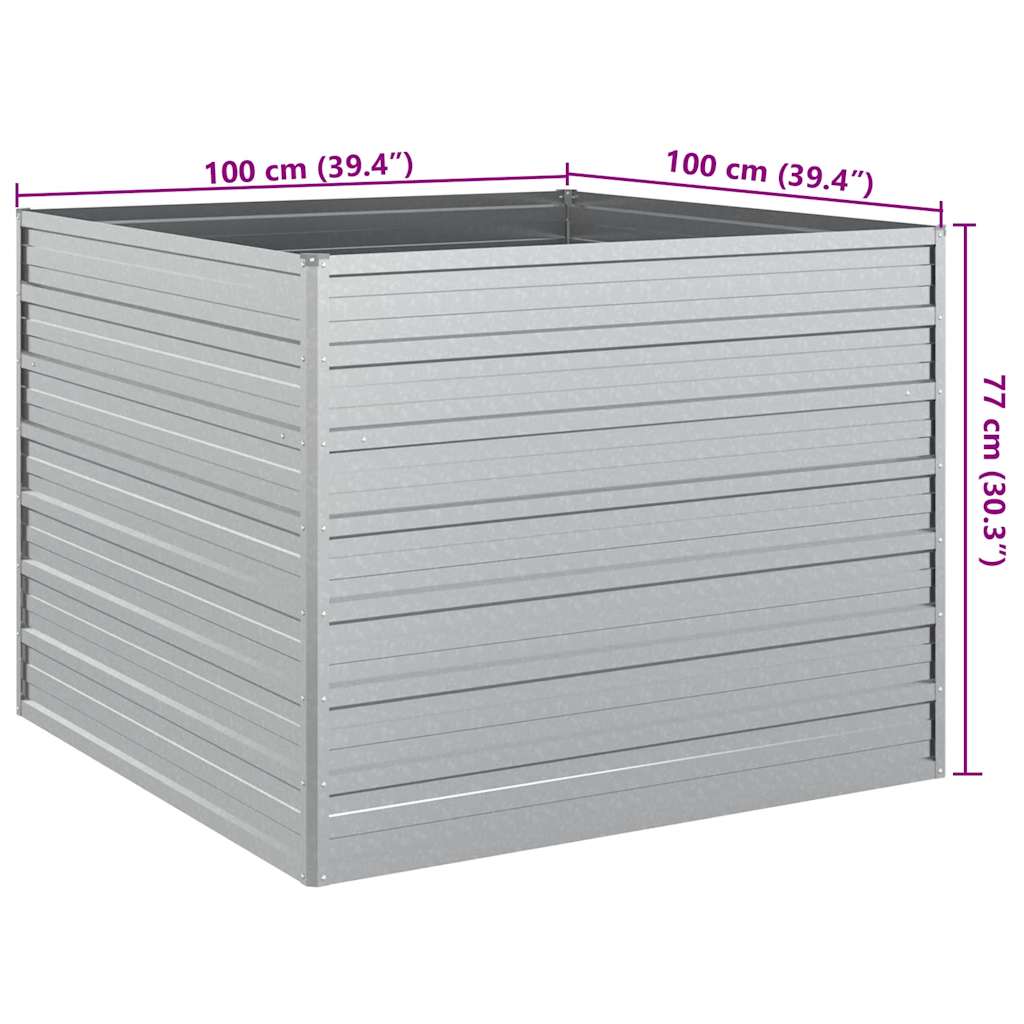 Garten-Hochbeet 100x100x77 cm Verzinkter Stahl Silber