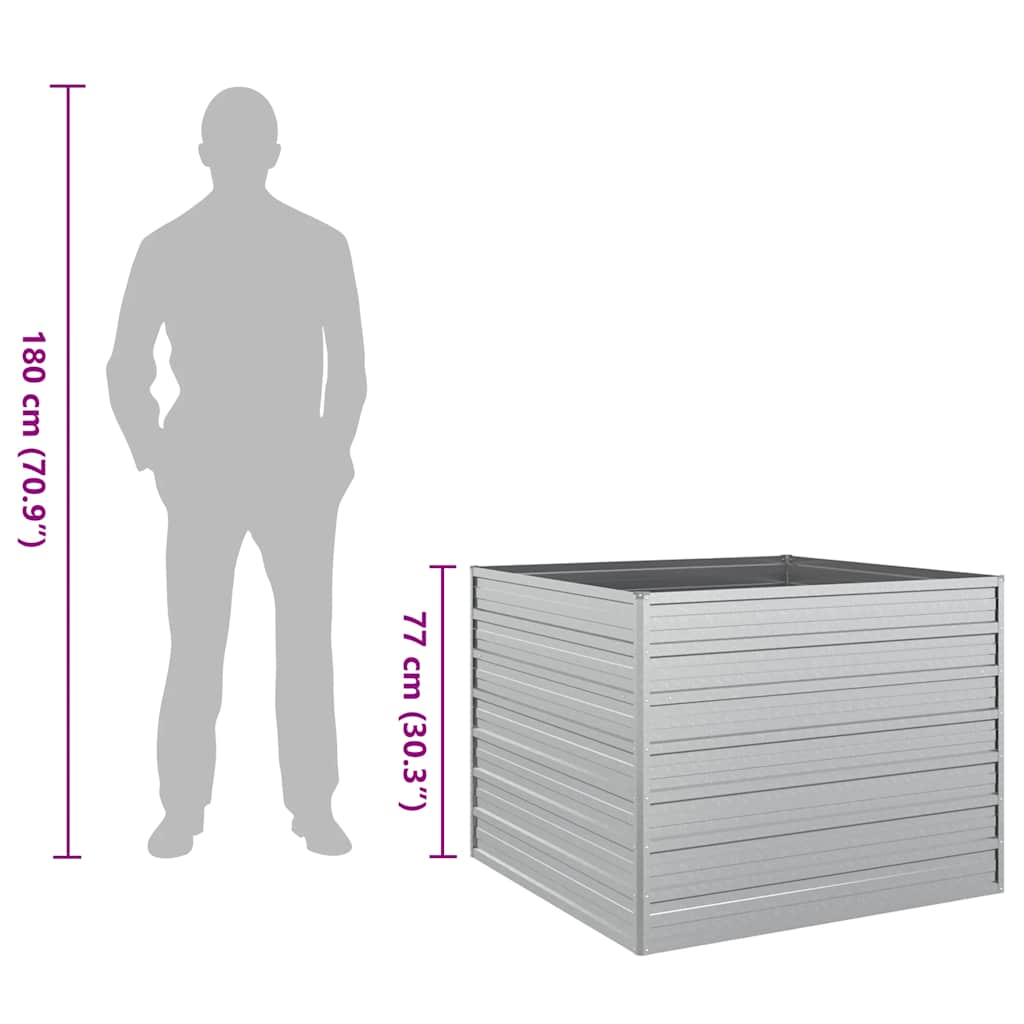 Garten-Hochbeet 100x100x77 cm Verzinkter Stahl Silber