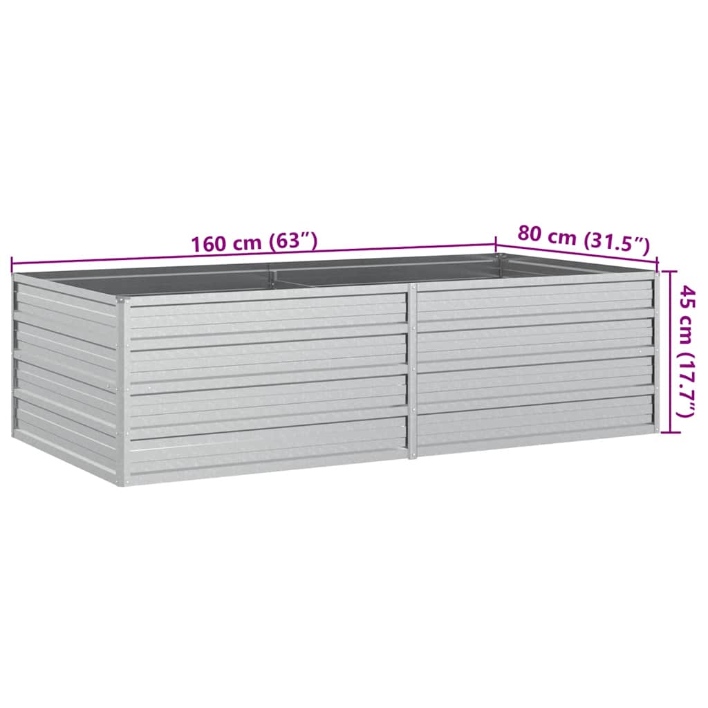 Garten-Hochbeet 160x80x45 cm Verzinkter Stahl Silber