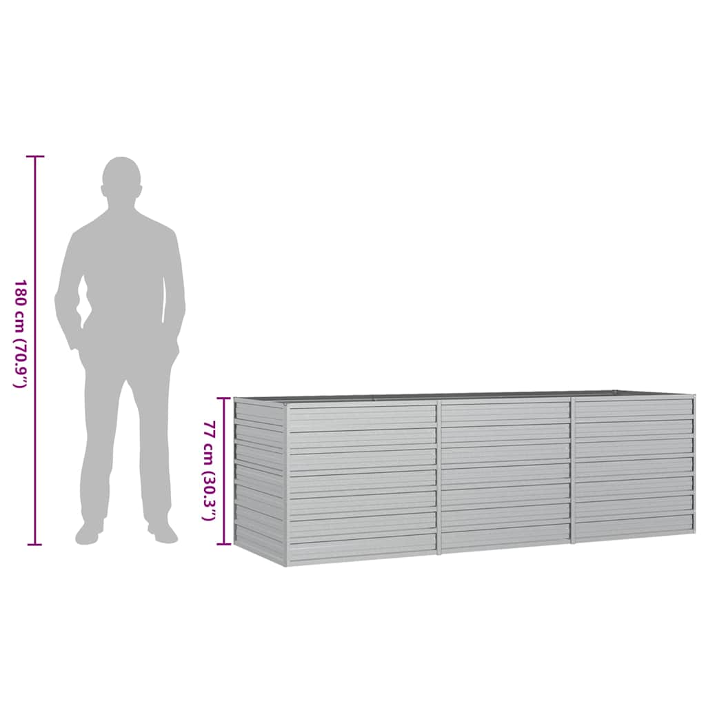 Garten-Hochbeet 240x80x77 cm Verzinkter Stahl Silbern