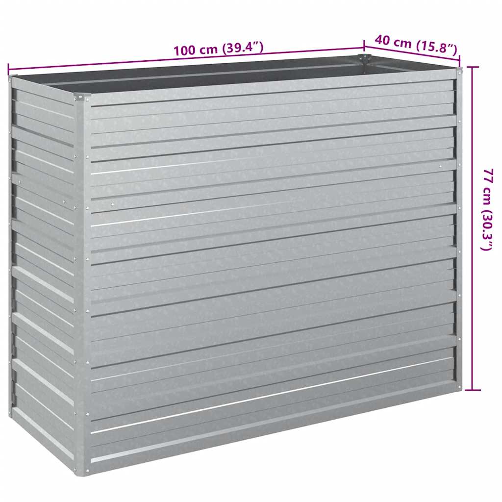 Garten-Hochbeet 100x40x77 cm Verzinkter Stahl Silber