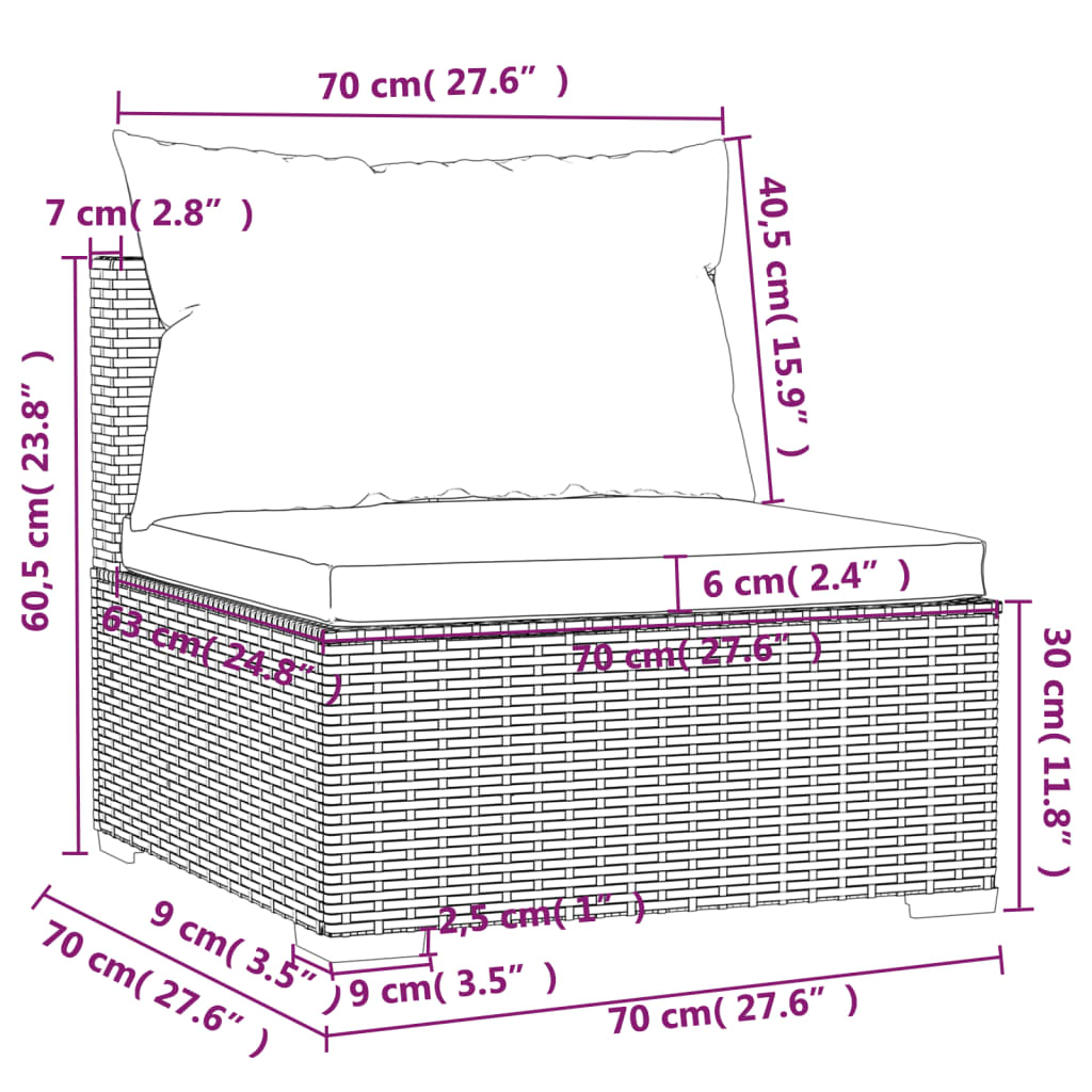 4-tlg. Garten-Lounge-Set mit Kissen Schwarz Poly Rattan