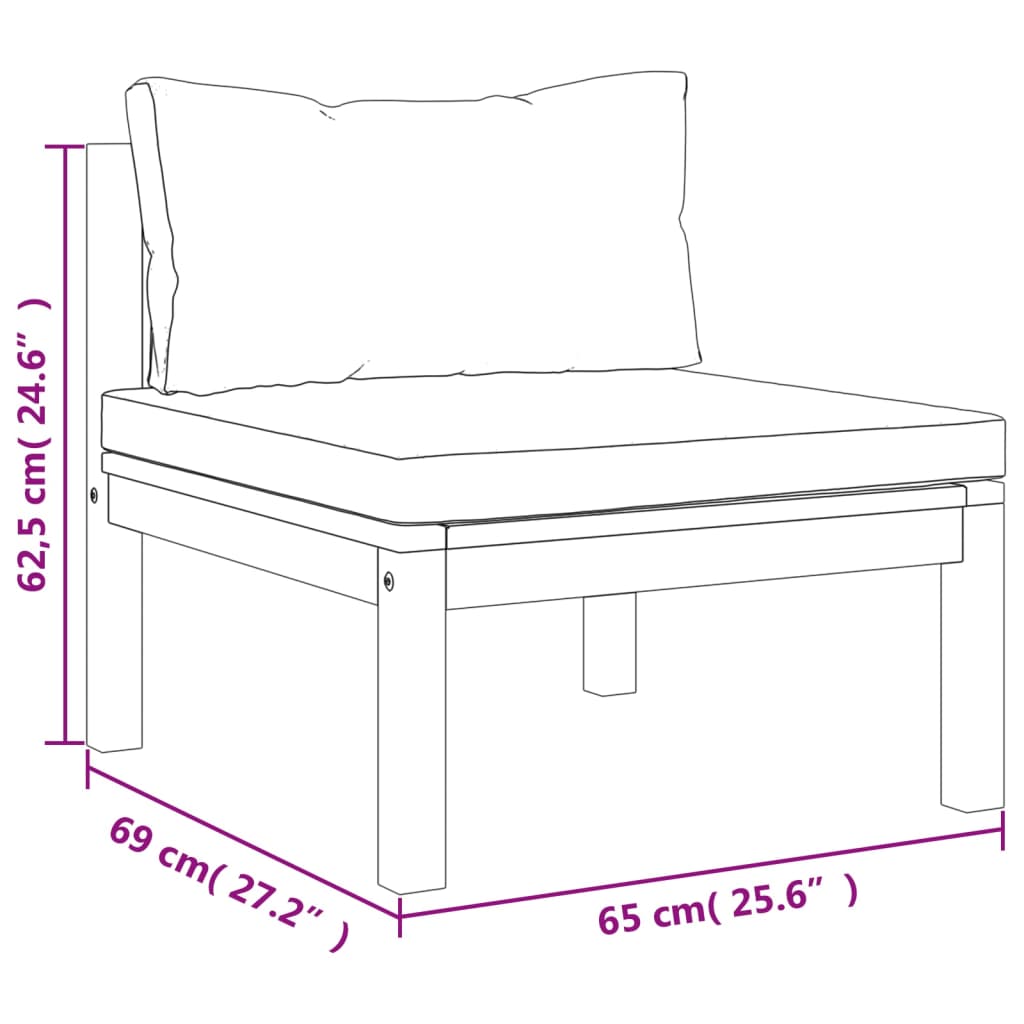 6-tlg. Garten-Lounge-Set mit Creme Kissen Massivholz Akazie