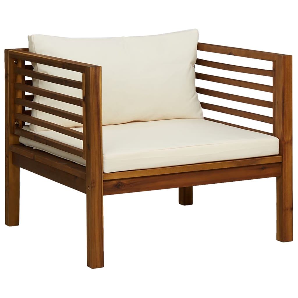 7-tlg. Garten-Lounge-Set mit Creme Kissen Massivholz Akazie