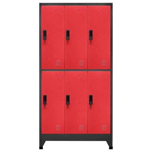 Schließfachschrank Anthrazit und Rot 90x45x180 cm Stahl