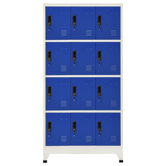 Schließfachschrank Grau und Blau 90x45x180 cm Stahl