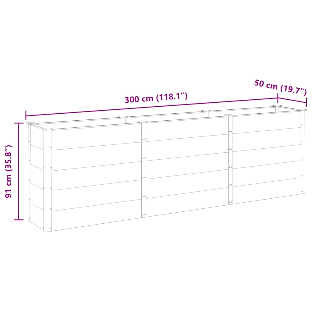 Hochbeet Grau 300x50x91 cm WPC