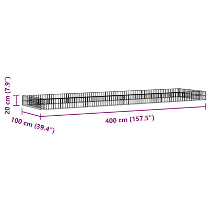 Gabionen-Hochbeet Verzinkter Stahl 400x100x20 cm
