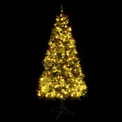 Weihnachtsbaum mit Beleuchtung und Kiefernzapfen Grün 195 cm