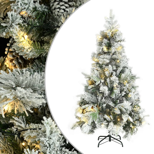 Weihnachtsbaum mit Beleuchtung Schnee und Zapfen 195 cm PVC&PE