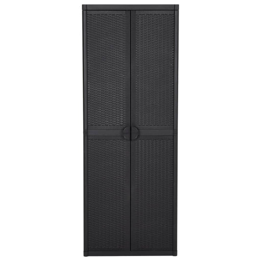Gartenschrank Schwarz 65x45x172 cm PP Rattan