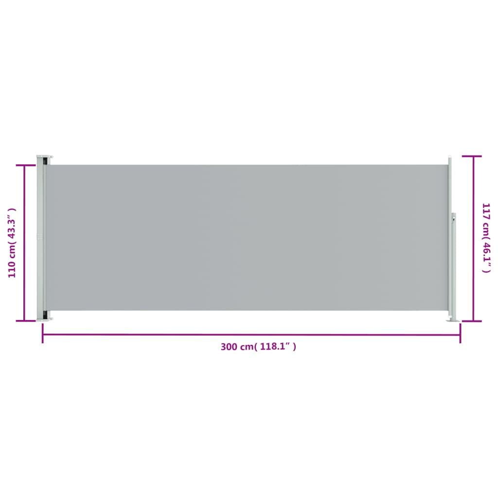 Seitenmarkise Ausziehbar 117x300 cm Grau