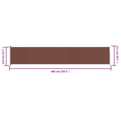 Seitenmarkise Ausziehbar 117x600 cm Braun