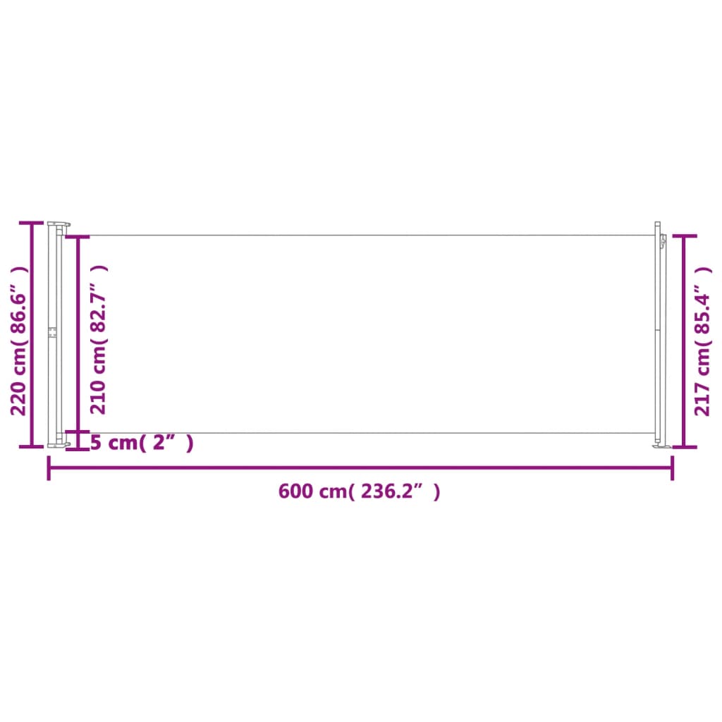 Seitenmarkise Ausziehbar 220x600 cm Grau