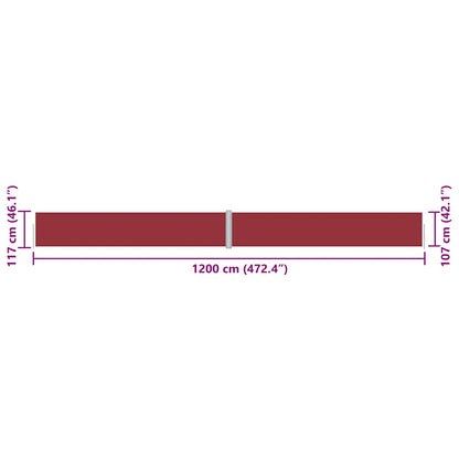 Seitenmarkise Ausziehbar Rot 117x1200 cm