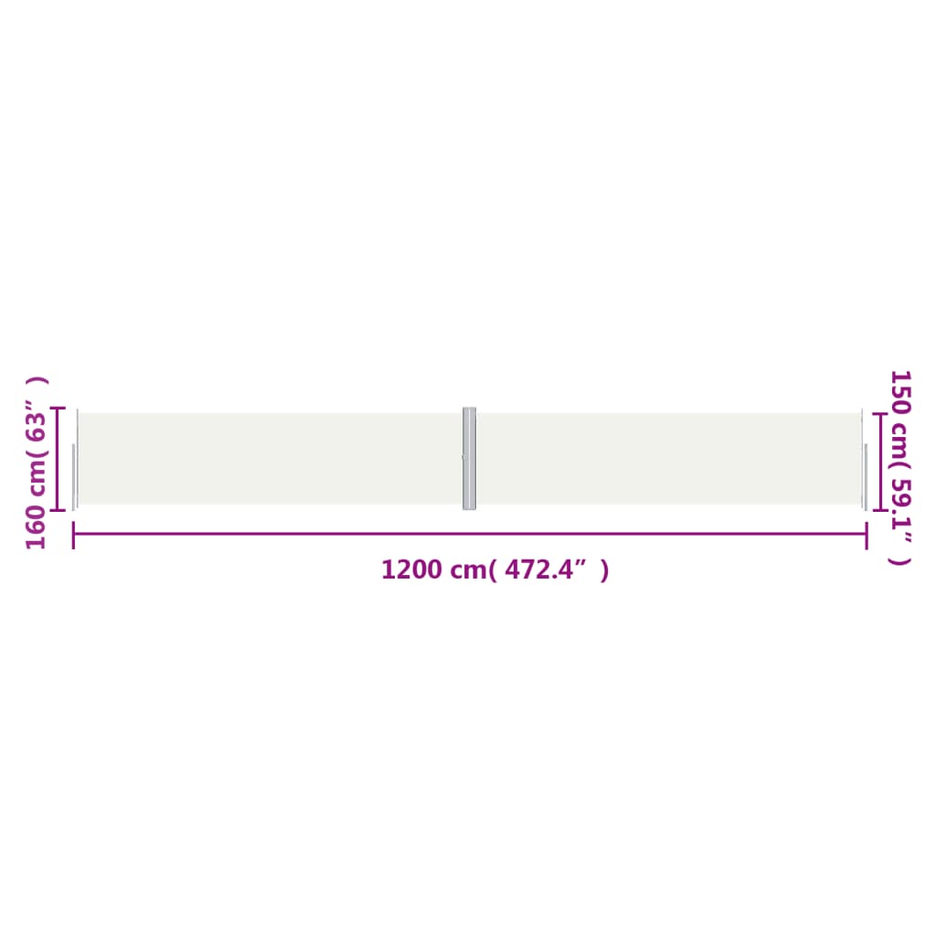 Seitenmarkise Ausziehbar Creme 160x1200 cm