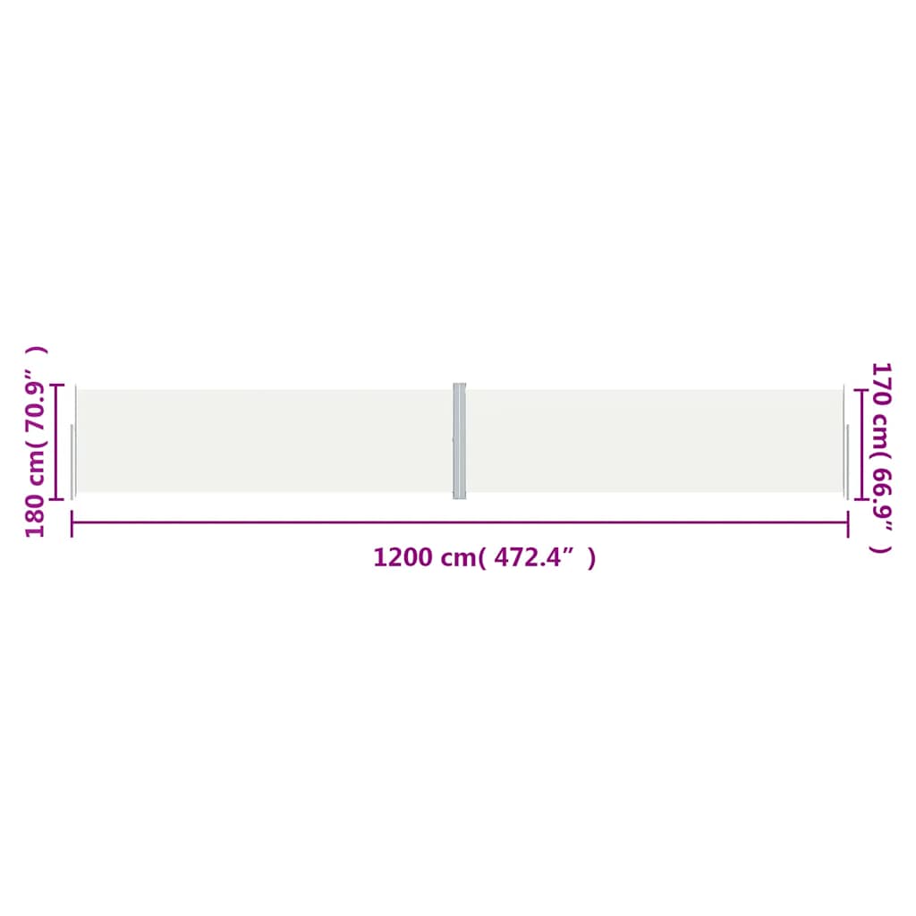 Seitenmarkise Ausziehbar Creme 180x1200 cm