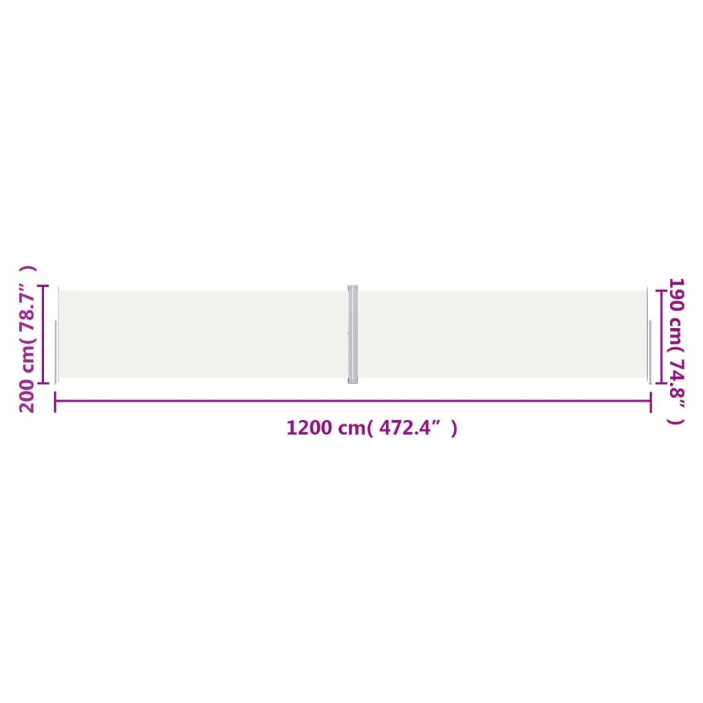 Seitenmarkise Ausziehbar Creme 200x1200 cm