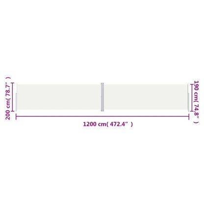 Seitenmarkise Ausziehbar Creme 200x1200 cm