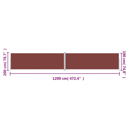 Seitenmarkise Ausziehbar Braun 200x1200 cm