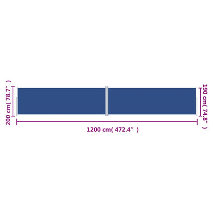 Seitenmarkise Ausziehbar Blau 200x1200 cm