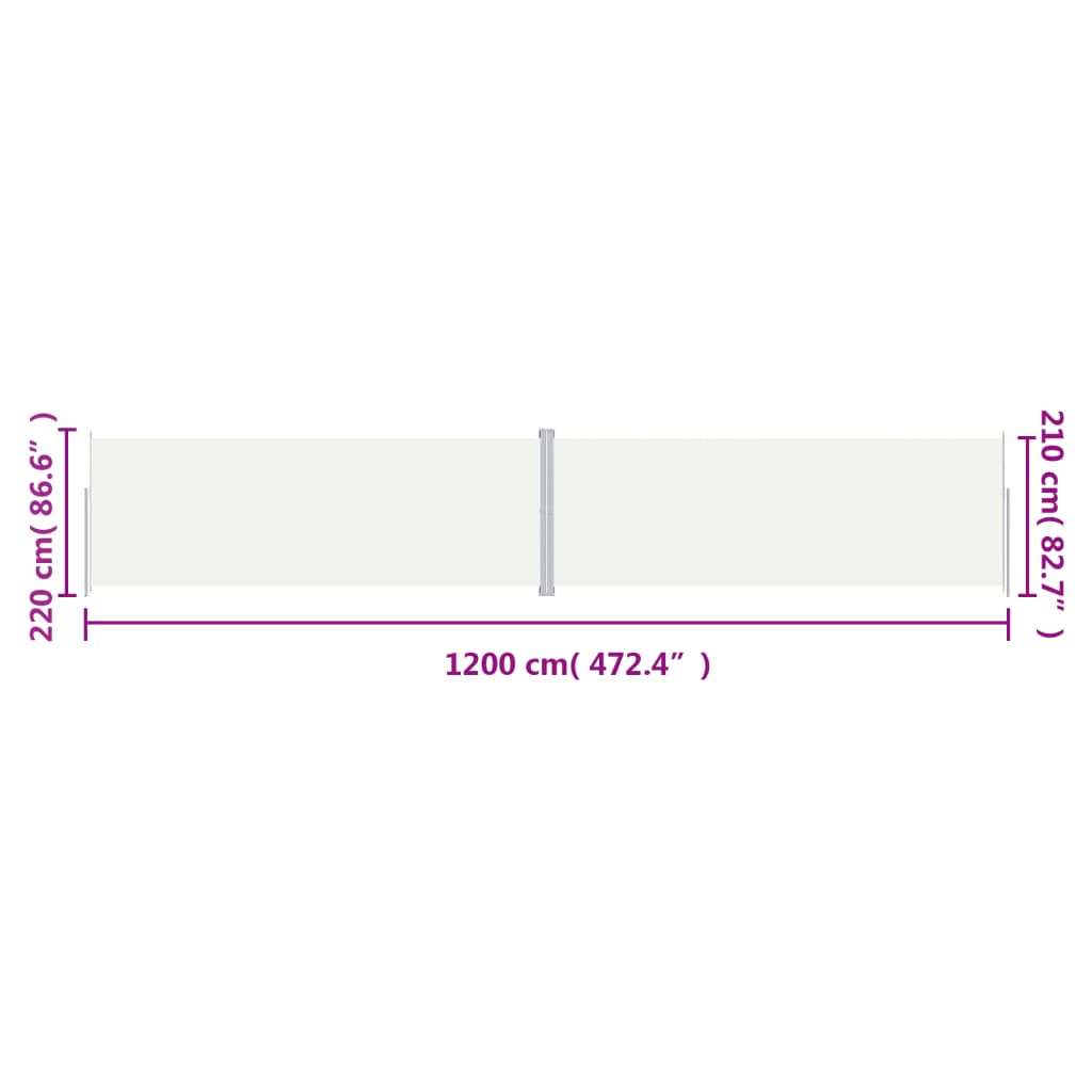 Seitenmarkise Ausziehbar Creme  220x1200 cm