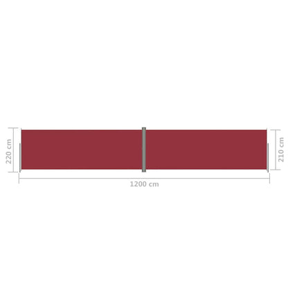 Seitenmarkise Ausziehbar Rot 220x1200 cm