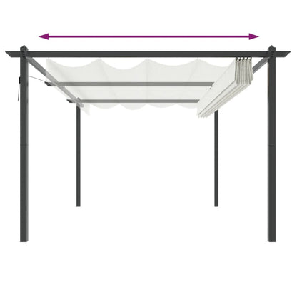 Pavillon mit Ausziehbarem Dach 4x3 m Creme