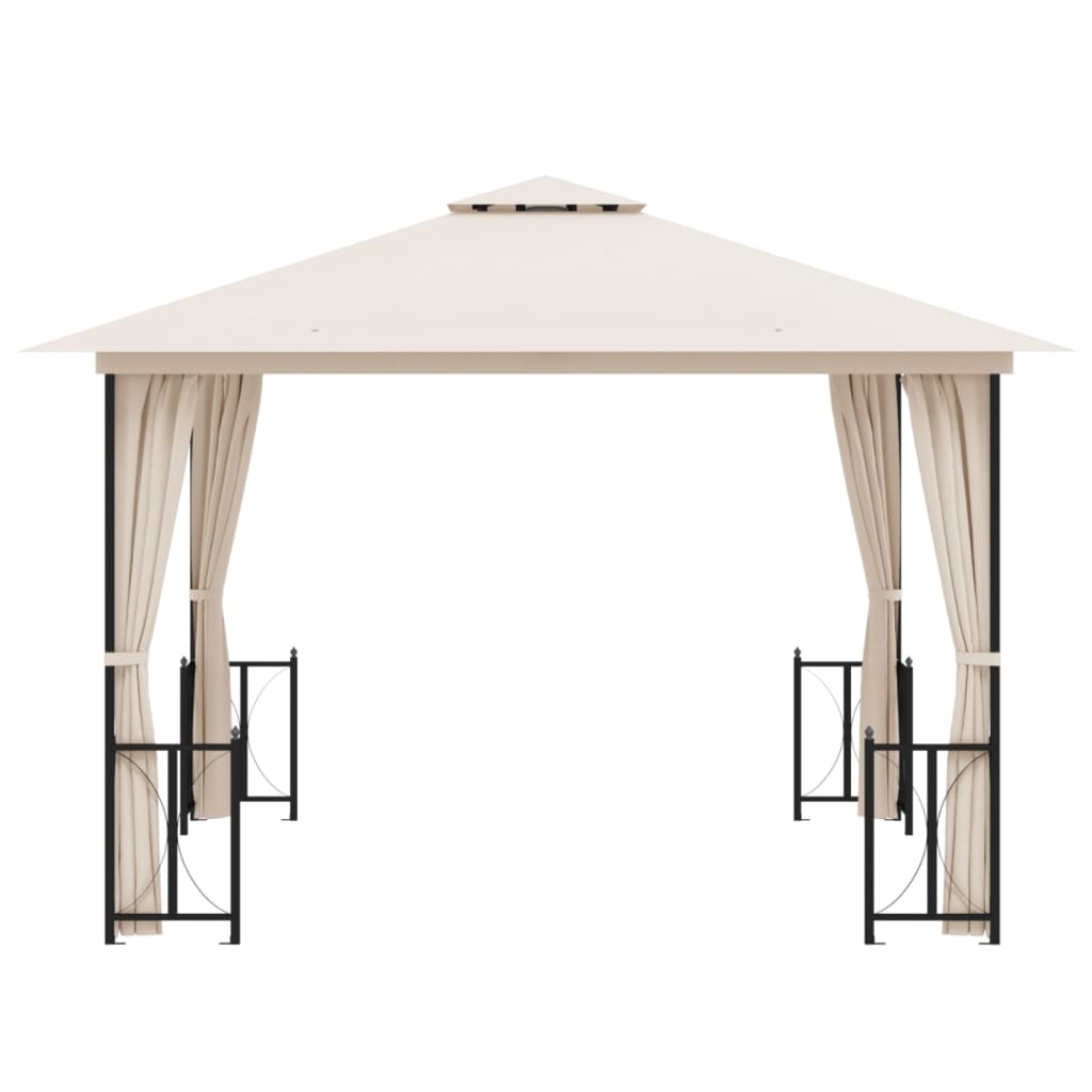 Pavillon mit Seitenwänden & Doppeldach 3x3 m Creme