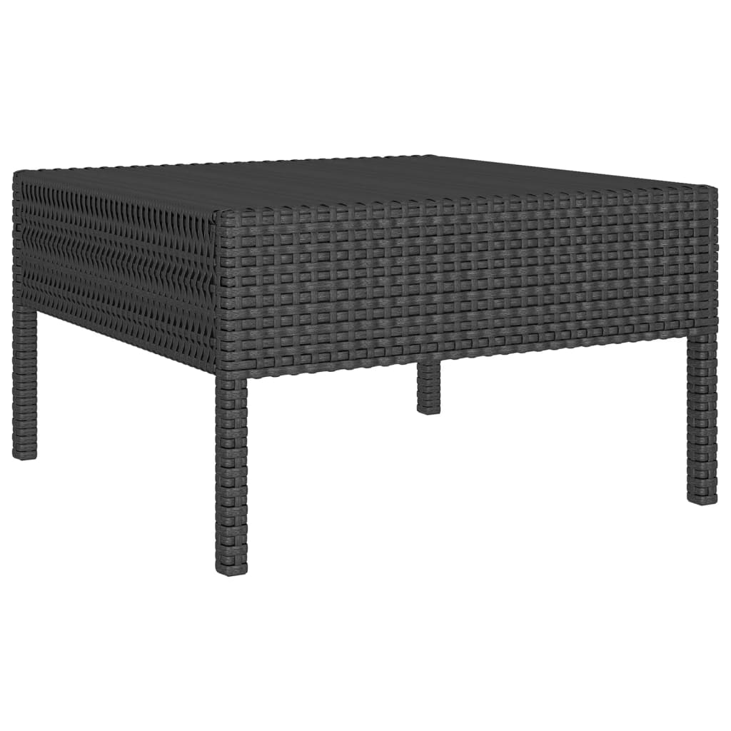 13-tlg. Garten-Lounge-Set mit Auflagen Poly Rattan Schwarz