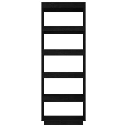 Bücherregal/Raumteiler Schwarz 60x35x167 cm Massivholz Kiefer