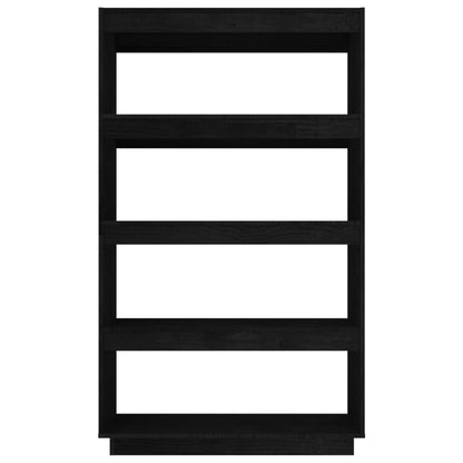 Bücherregal/Raumteiler Schwarz 80x35x135 cm Massivholz Kiefer